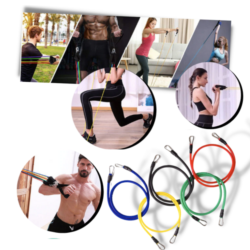 Complete Exercise Resistance Bands Set (11 Pcs)