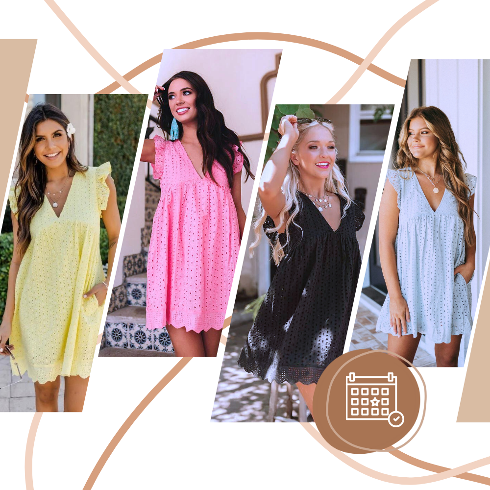 Elegant Broderie Anglaise Dress - Ozerty