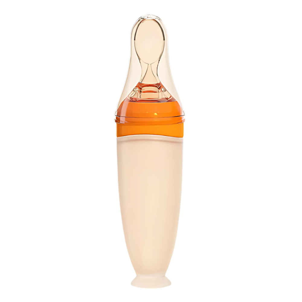 Mess-Free Silicone Spoon Feeding Bottles  -Orange - Ozerty
